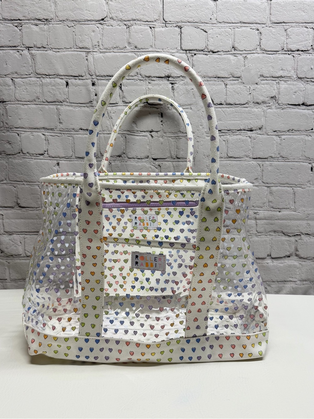 Roller Rabbit Multicolor Heart Clear Tote